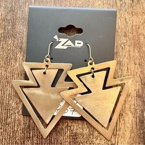 ZAD Gold Tone Triangle Earrings